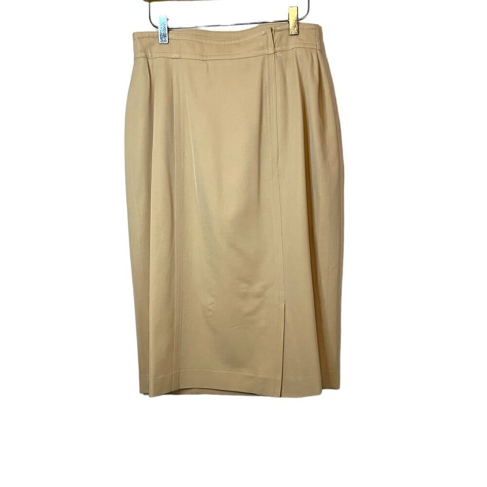 Escada Margaretha Ley Wool Pencil Skirt Tan Size 10 - Picture 8 of 8